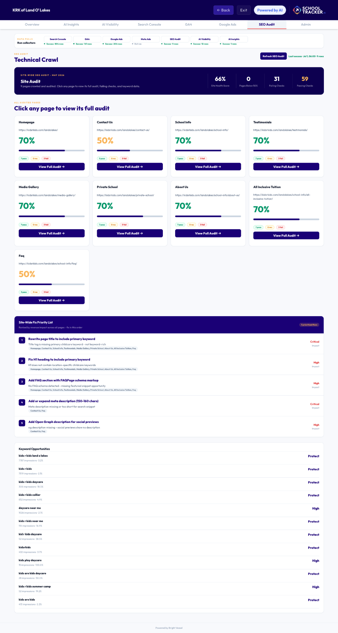 SEO Audit tab